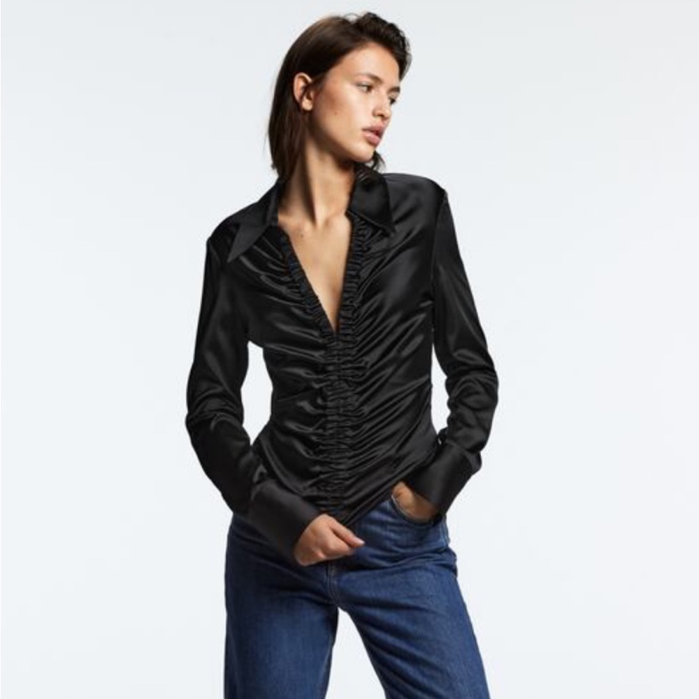 Zara ruched satin effect top